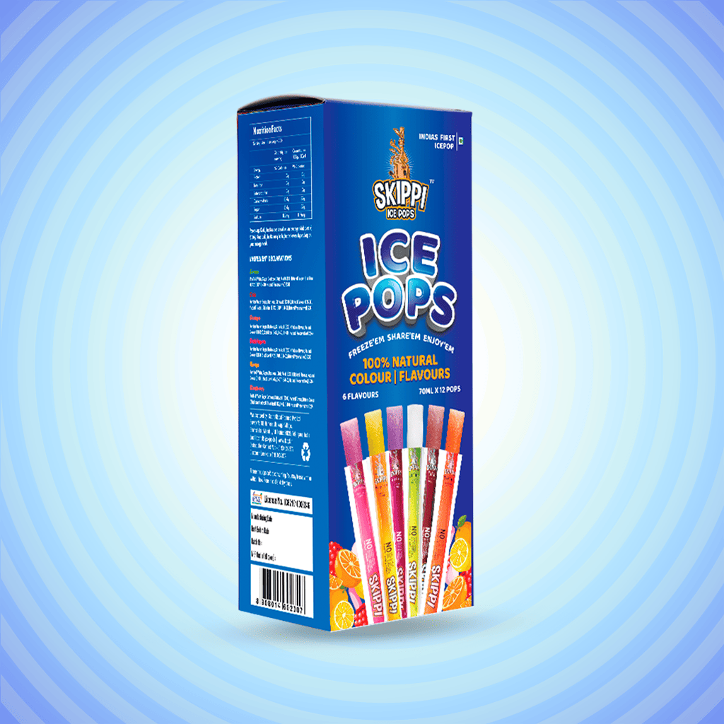 All flavor skippi natural icepops pack of 12(Cola,Mango,Orange,Raspberry,Bubblegum,Lemon)