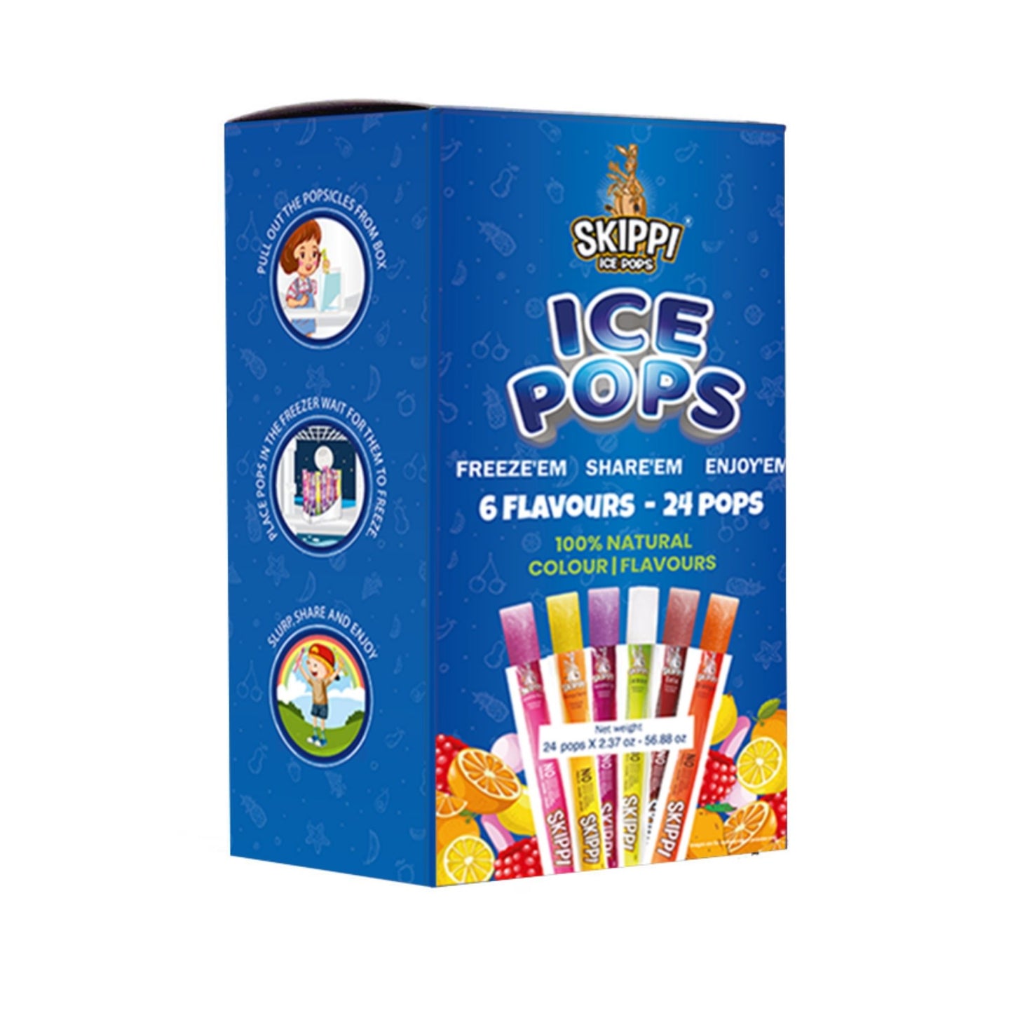 All Flavor Box of Skippi Natural Ice Pops, Pack of 24 Ice Pops - Skippi