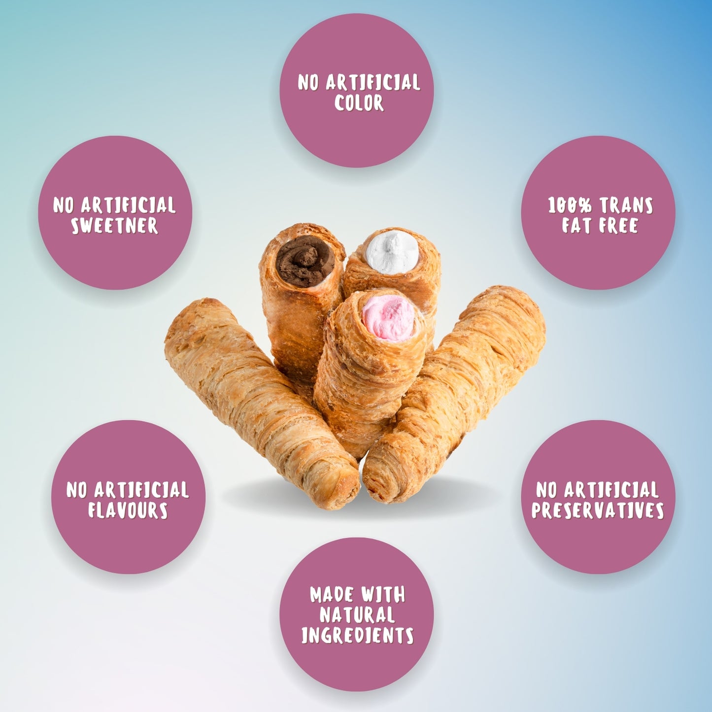 Cream Rolls Skippi Pack of 2,delightful assorted box of 6 rolls(180gm) 2 Vanilla,2 Chocolate & 2 Strawberry Flavor. - Skippi