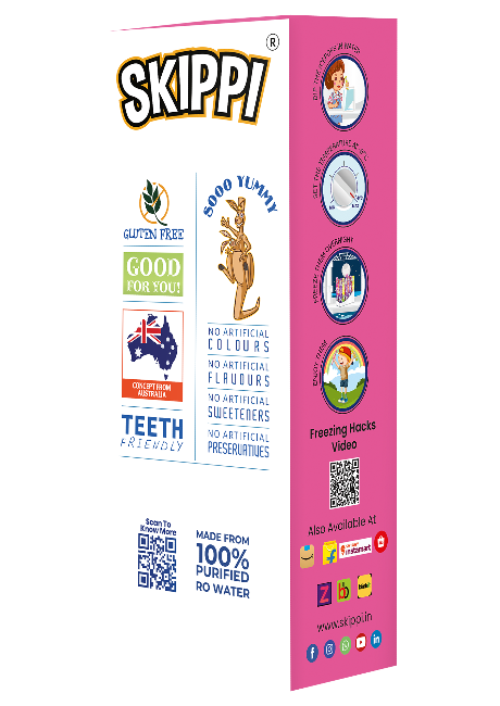 Bubble Gum Flavor Skippi Natural Ice pop,  Pack of 12 Ice Pops - Skippi Ice Pops