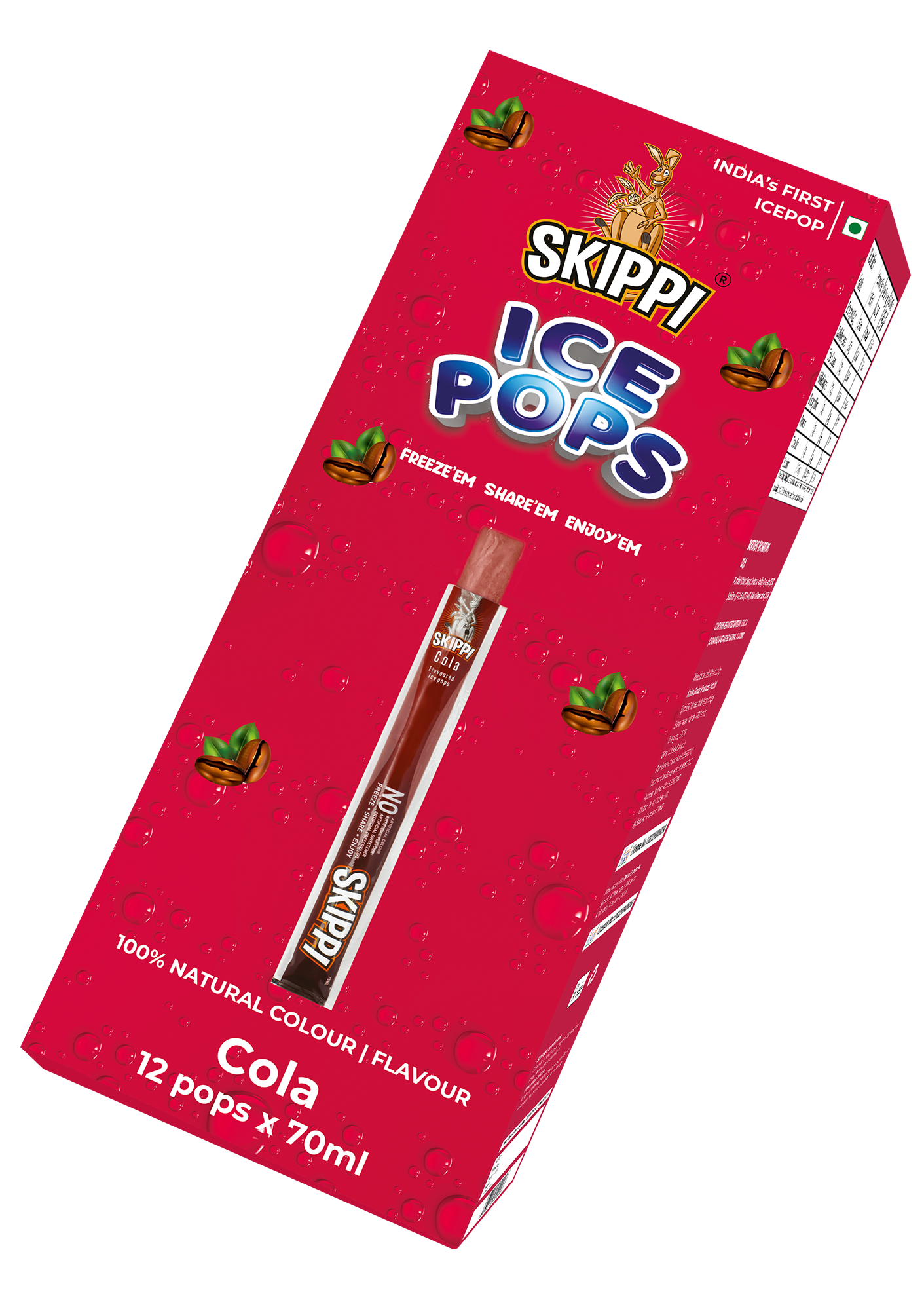 Cola Flavor Skippi Natural Ice Pop, Pack Of 12 Ice Pops - Skippi Ice Pops