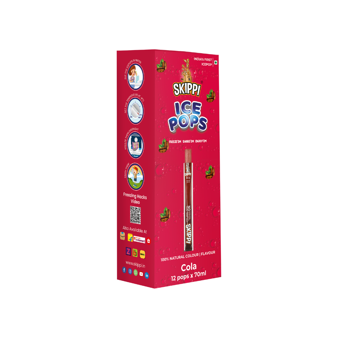 Cola Flavor Skippi Natural Ice Pop, Pack Of 12 Ice Pops - Skippi Ice Pops