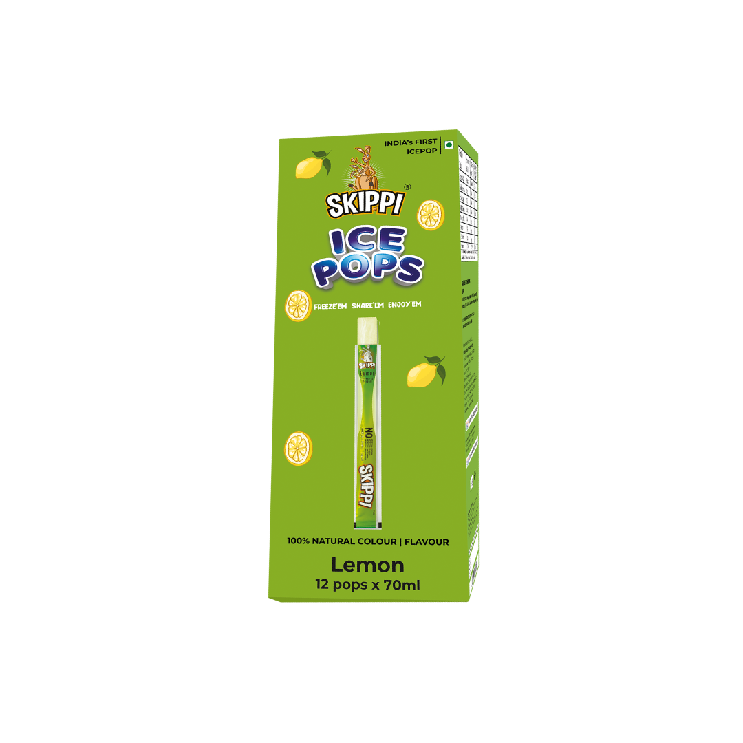 Lemon Flavor Skippi Natural Ice Pop, Pack Of 12 Ice Pops - Skippi Ice Pops