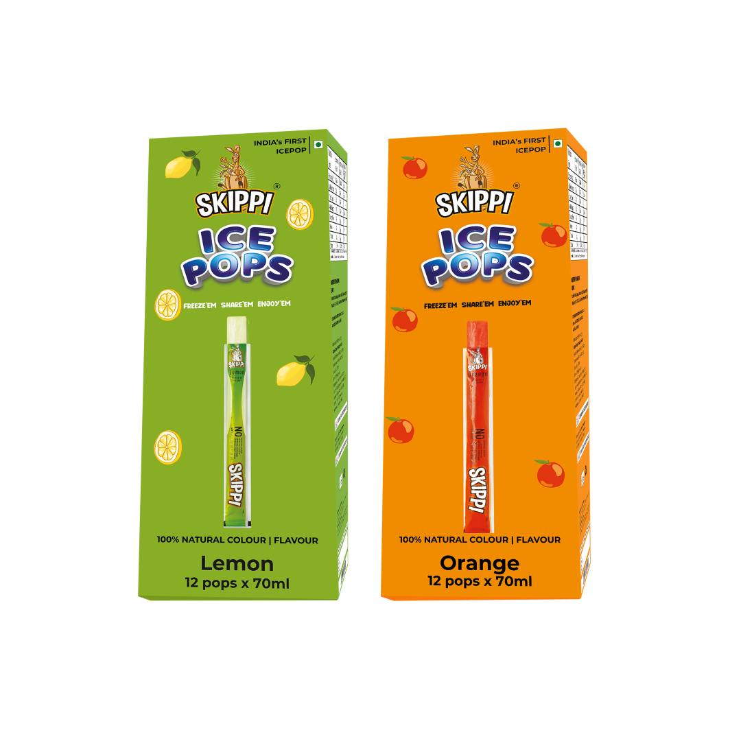Skippi lemon and orange flavor combo ice pops