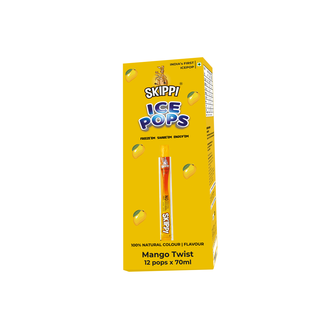 Mango Twist Flavor Skippi Natural Ice Pop, Pack of 12 Ice Pops - Skippi Ice Pops