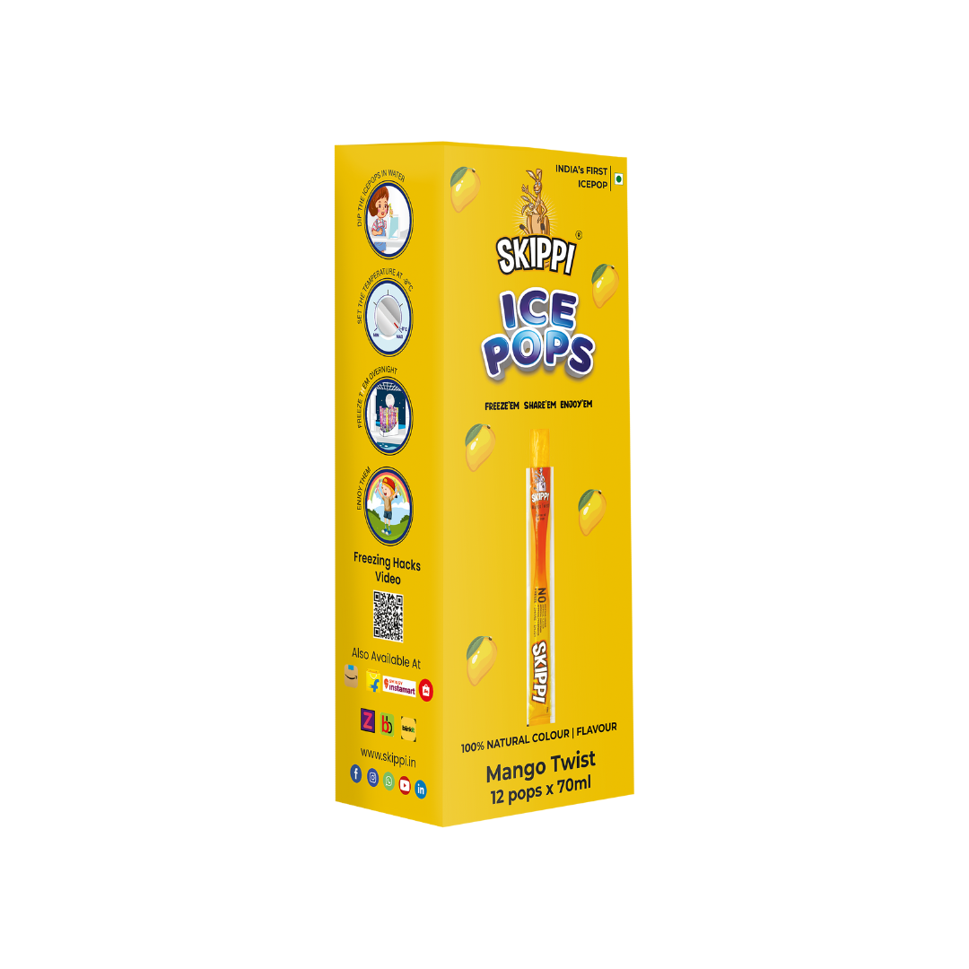 Mango Twist Flavor Skippi Natural Ice Pop, Pack of 12 Ice Pops - Skippi Ice Pops