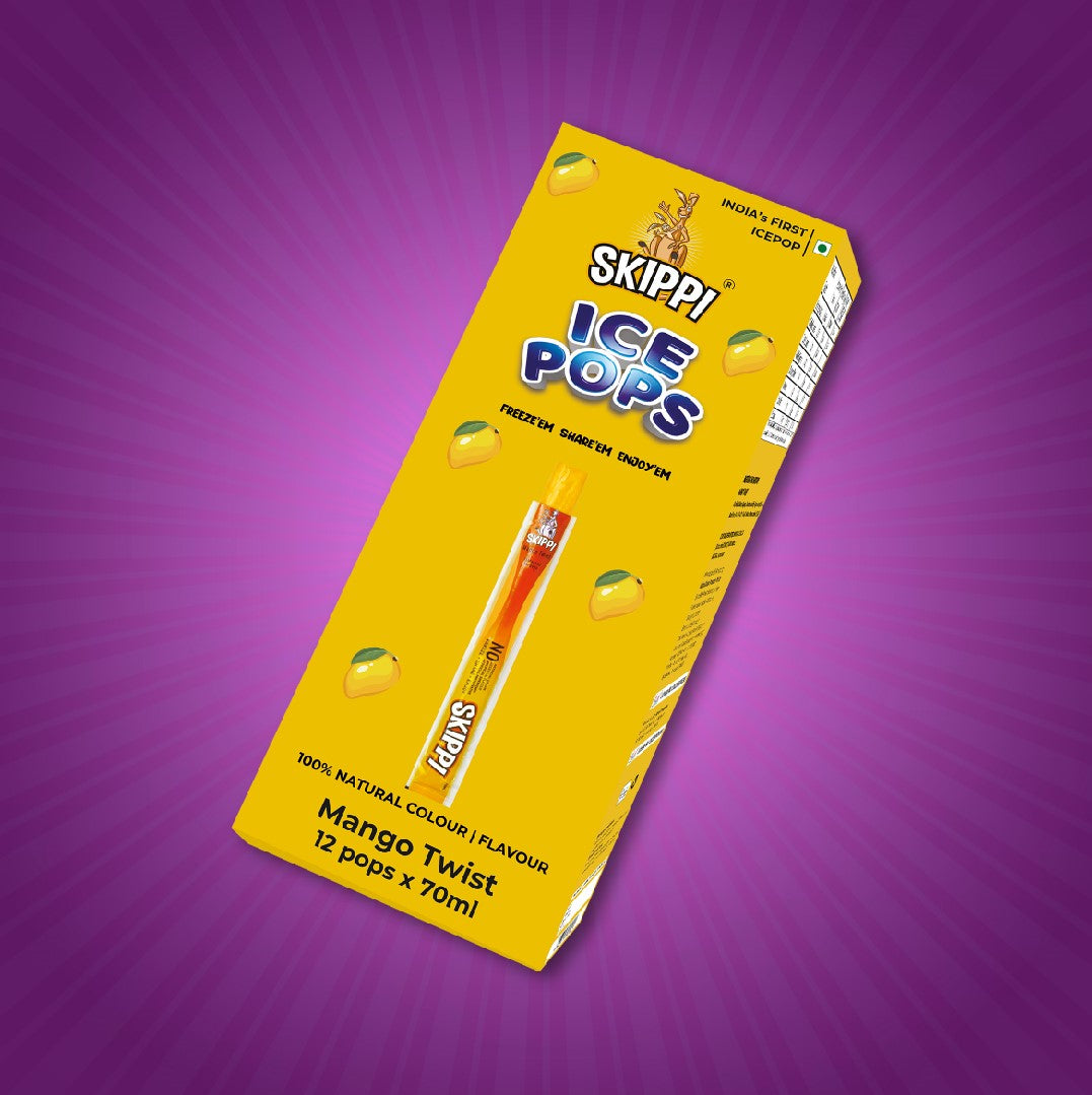 Mango Twist Flavor Skippi Natural Ice Pop, Pack of 12 Ice Pops - Skippi Ice Pops