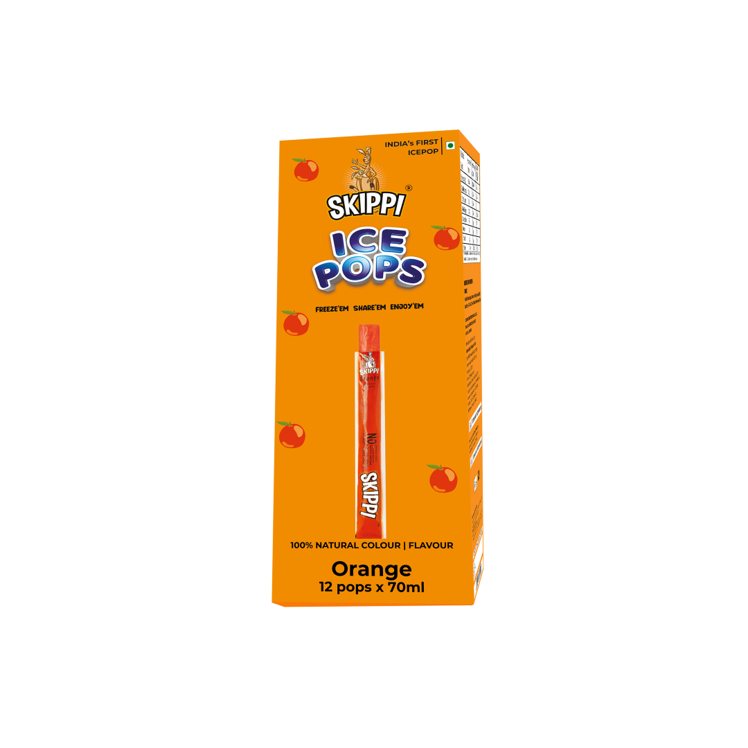 Orange Flavor Skippi Natural Ice Pop, Pack of 12 Ice Pops - Skippi Ice Pops