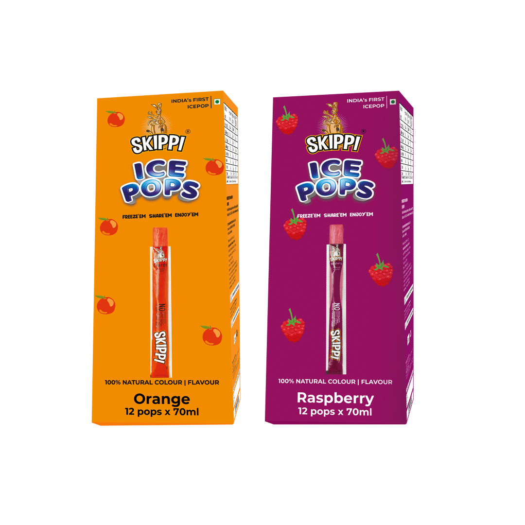 Skippi Orange and Raspberry flavor combo ice pops