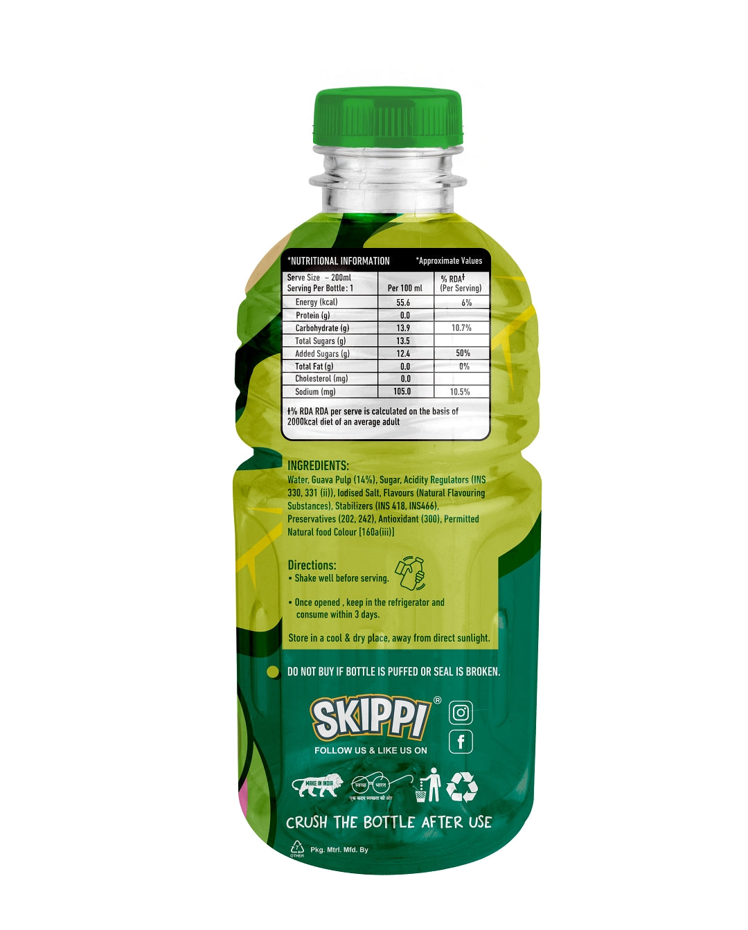 Thick & Tasty Skippi Fruitz Pink Guava Juice, 200 ML, Pack of 4 - Skippi