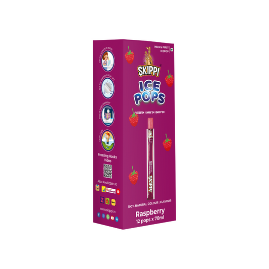 Raspberry Flavor Skippi Natural Ice Pop, Pack Of 12 Ice Pops - Skippi Ice Pops