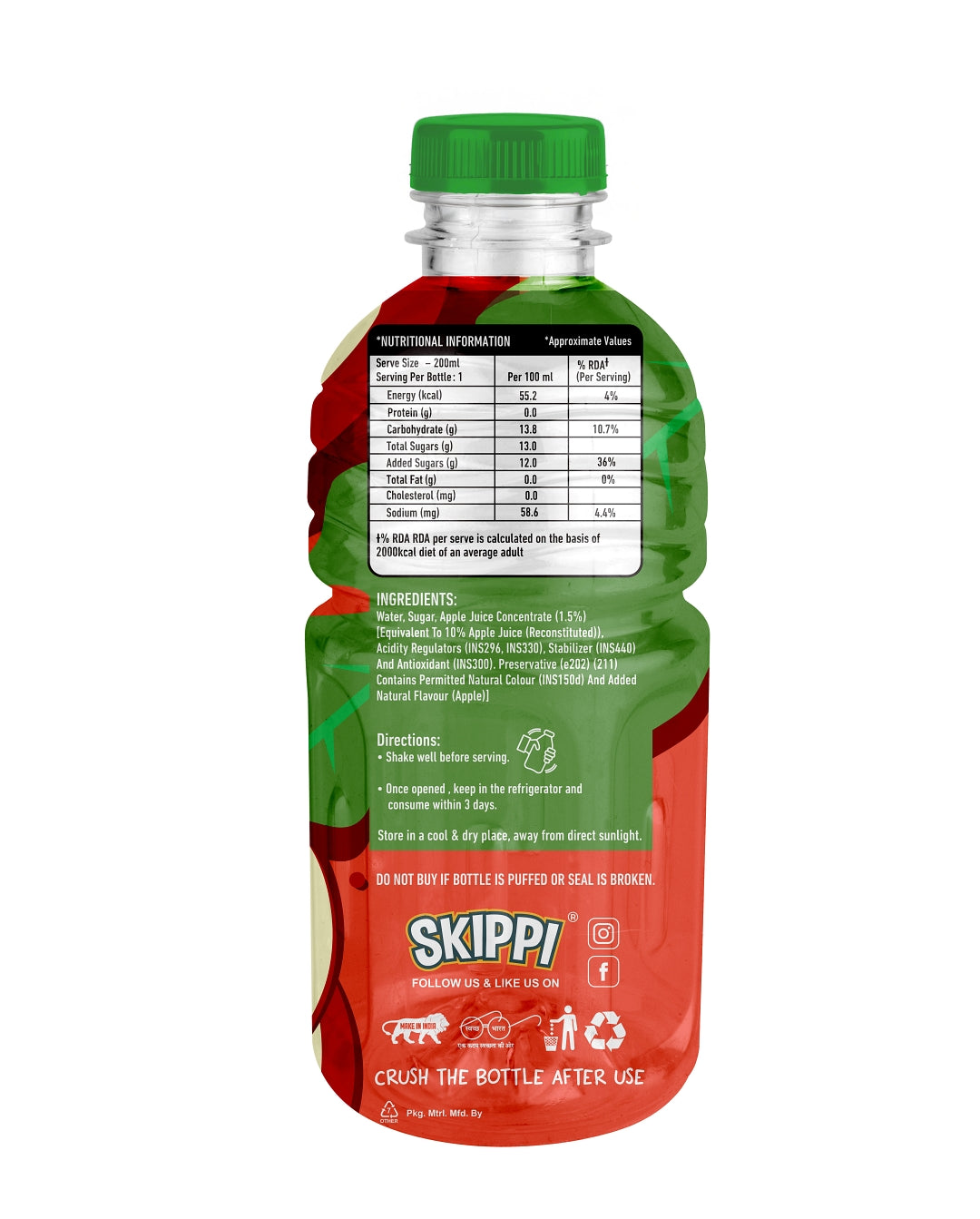 Thick & Tasty Skippi Fruitz Apple Juice, 200 ML, Pack of 4 - Skippi