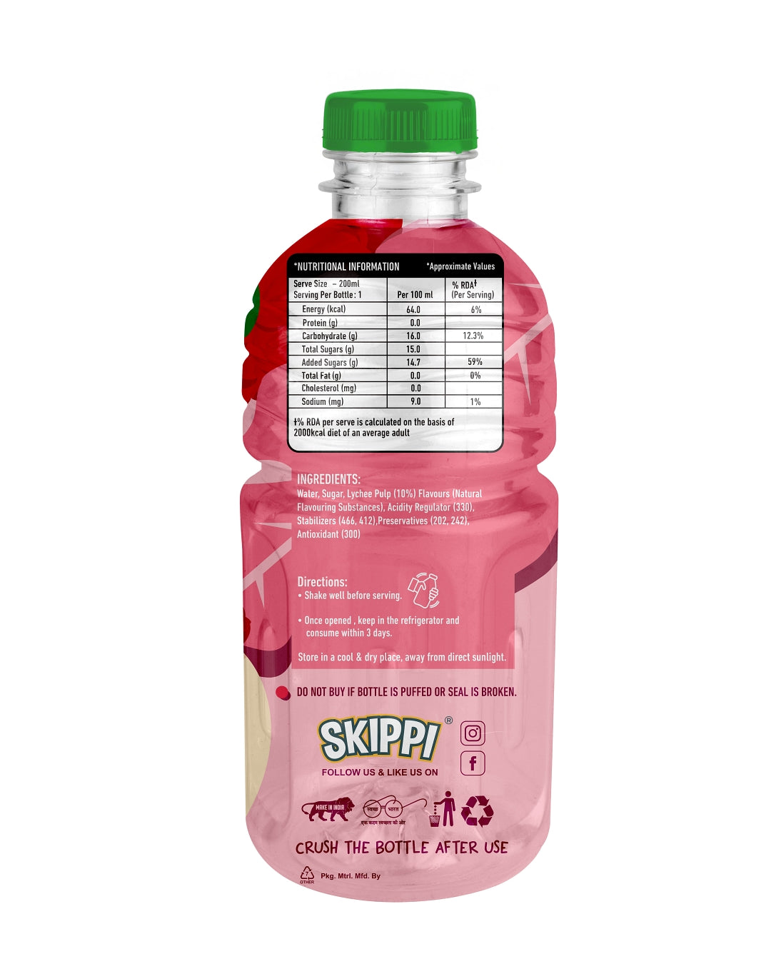 Thick & Tasty Skippi Fruitz Lychee Juice, 200 ML, Pack of 4 - Skippi