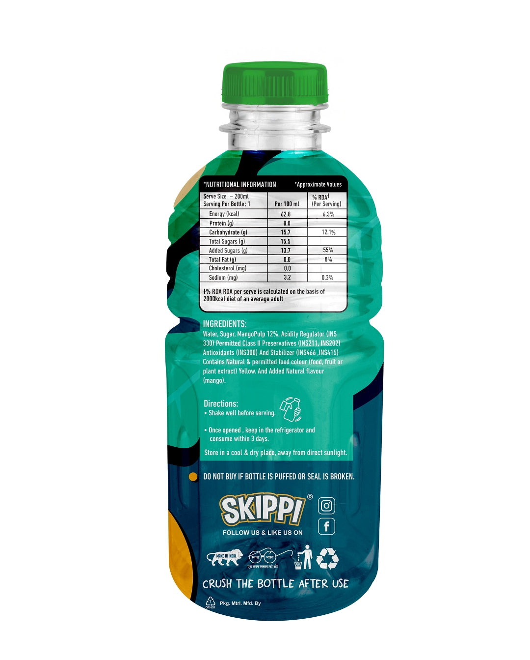 Thick & Tasty Skippi Fruitz Mango Juice, 200 ML, Pack of 4 - Skippi
