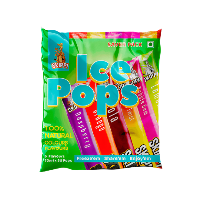 All flavor skippi natural icepops pack of 36(Cola,Mango,Orange,Raspberry,Bubblegum,Lemon)
