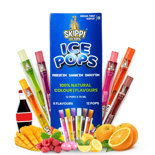 All Flavor Box of Skippi Natural Ice Pops, Pack of 12 Ice Pops