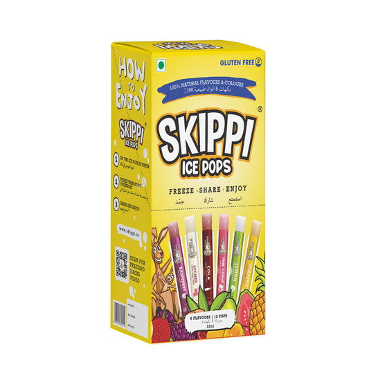 Pack of All Flavour International Skippi Ice Pops (Cola,Lychee,Raspberry,Pink Guava,Lemon, Pineapple)
