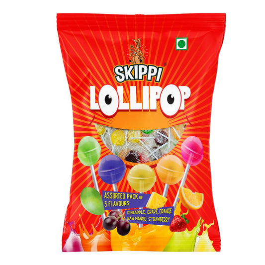Skippi Lollipop, Assorted Pack of 5 Flavours - Skippi