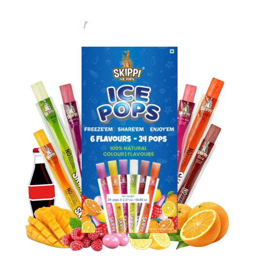All Flavor Box of Skippi Natural Ice Pops, Pack of 24 Ice Pops - Skippi