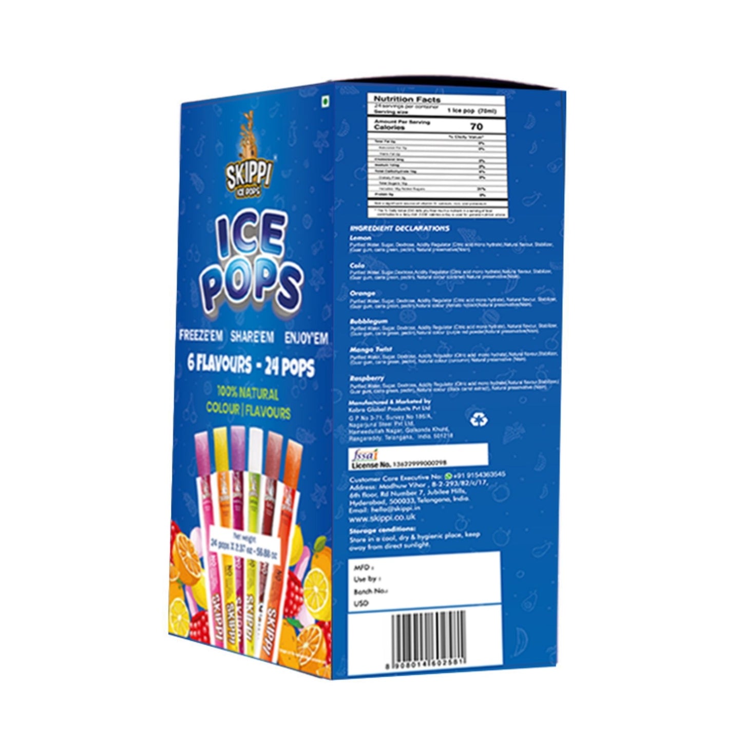 All Flavor Box of Skippi Natural Ice Pops, Pack of 24 Ice Pops - Skippi