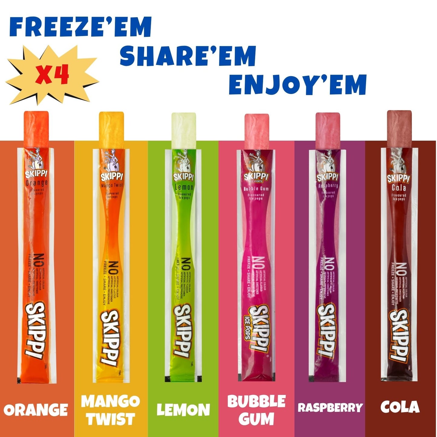 All Flavor Box of Skippi Natural Ice Pops, Pack of 24 Ice Pops - Skippi