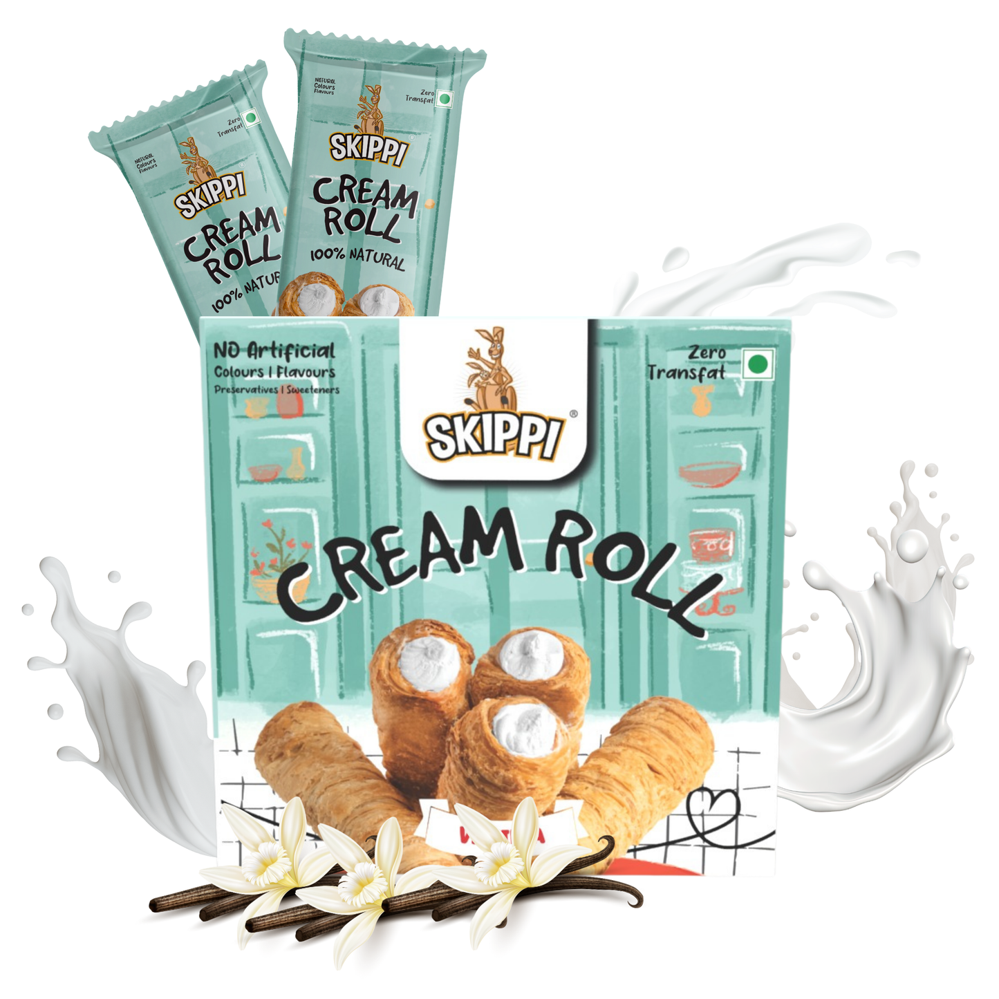 Vanilla Cream Rolls Skippi, Delightful Vanilla Box of 6 rolls (180gm)