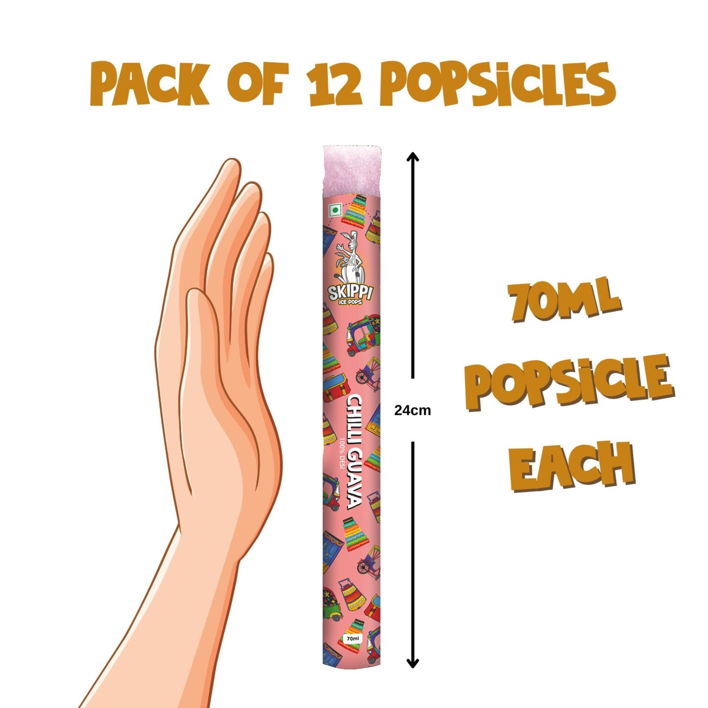CG Desi Flavours Box of Skippi, Pack of 12 pops of 70Ml - Skippi