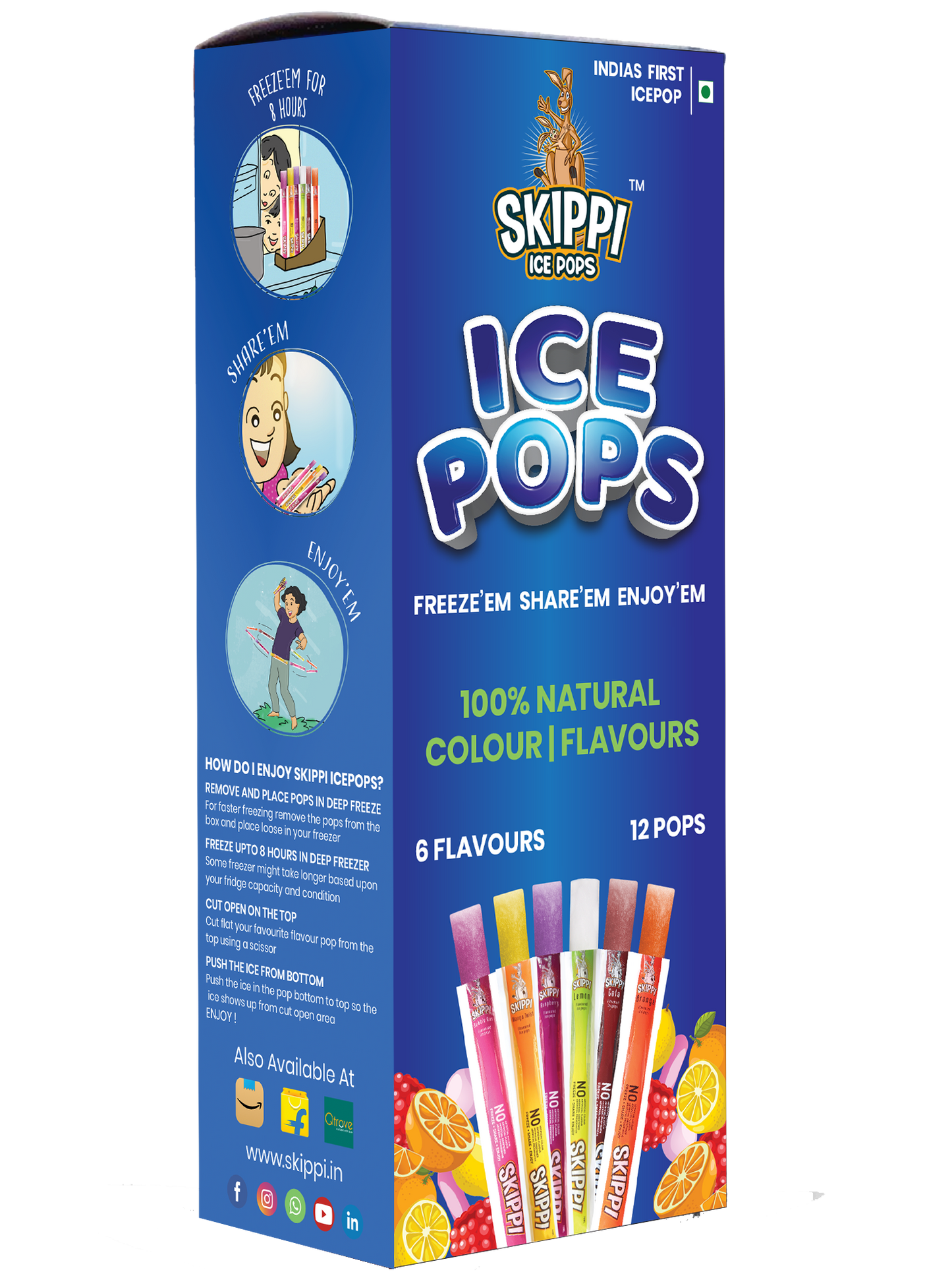 All Flavor Box of Skippi Natural Ice Pops, Pack of 12 Ice Pops - Skippi