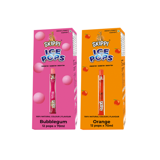 Skippi orange and bubblegum flavor Ice pops