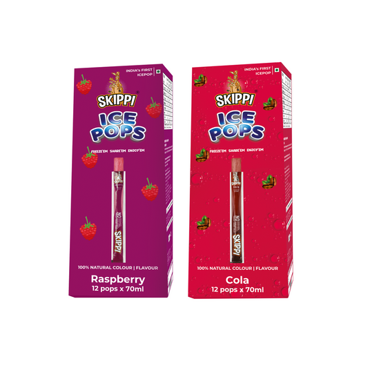 Skippi Cola and Raspberry flavor combo ice pops