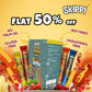 (12 Sticks)All Time Snack of Skippi Tasty namkeen Corn Sticks, 4 flavors (Sweet Corn, Magic Masala, Tangy Tomato & Thai Chilli), 144g (12g x 12 Rolls)