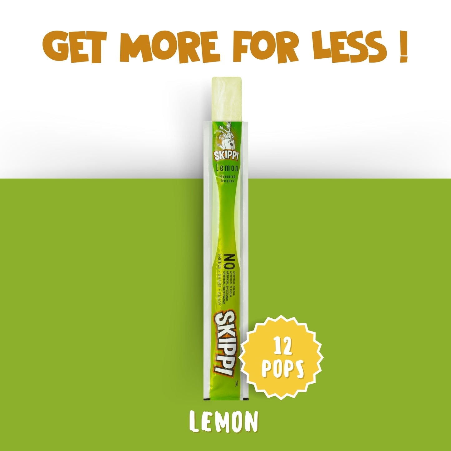 Skippi Lemon Flavored Popsicle 70ml, 1 PC