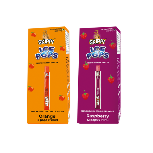 Skippi Orange and Raspberry  flavor combo ice pops