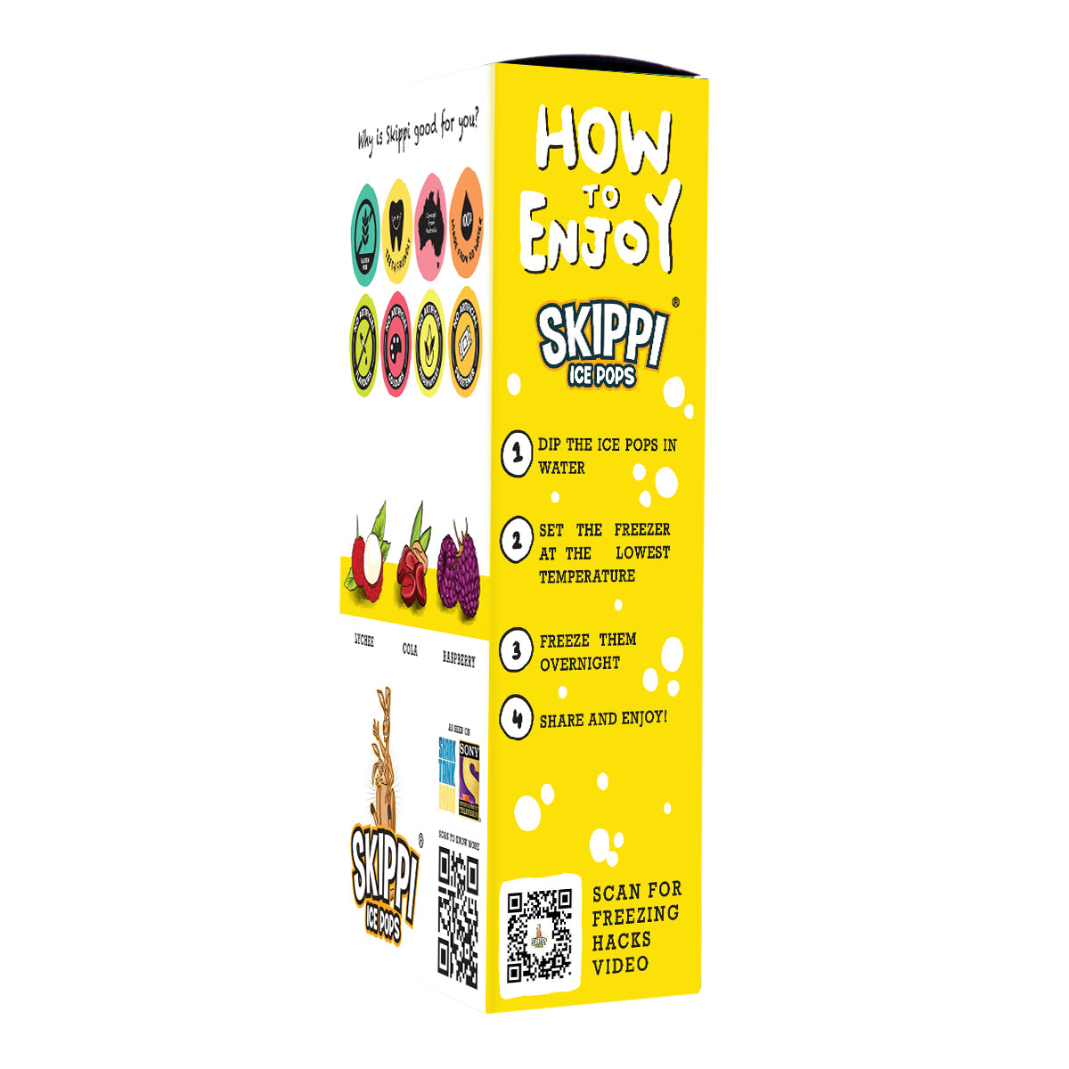 Skippi Yellow small Box, Pack of 12 Ice pops( 3 Flavors)