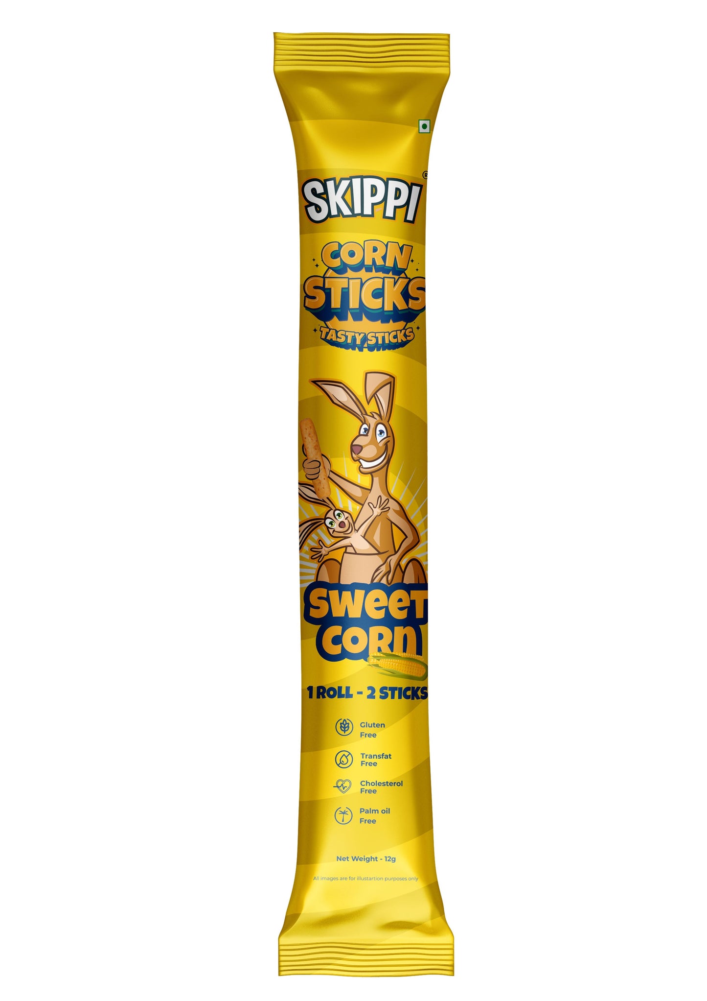 All Time Snack of Skippi Tasty Corn Sticks, Single Flavor Packs,12g x 12 Roll - Skippi Ice Pops
