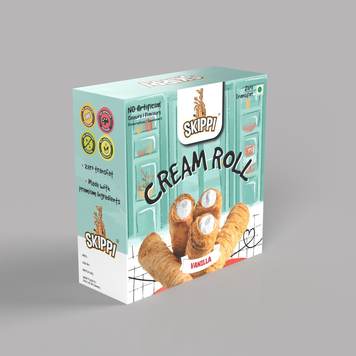 Vanilla Cream Rolls Skippi, Delightful Vanilla Box of 6 rolls (180gm)