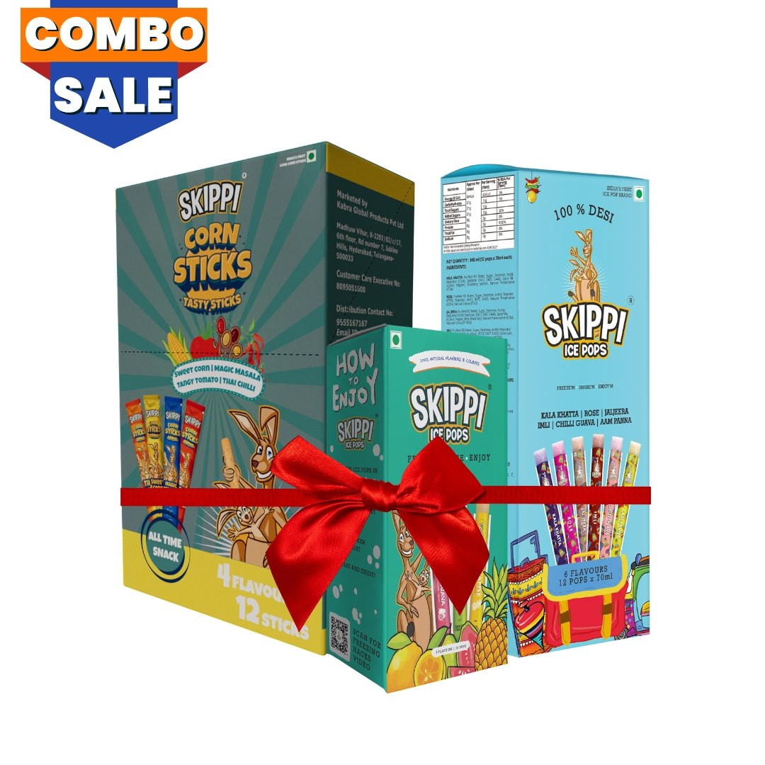 A Corn Sticks + Green Box + Desi Box Combo - Skippi Ice Pops