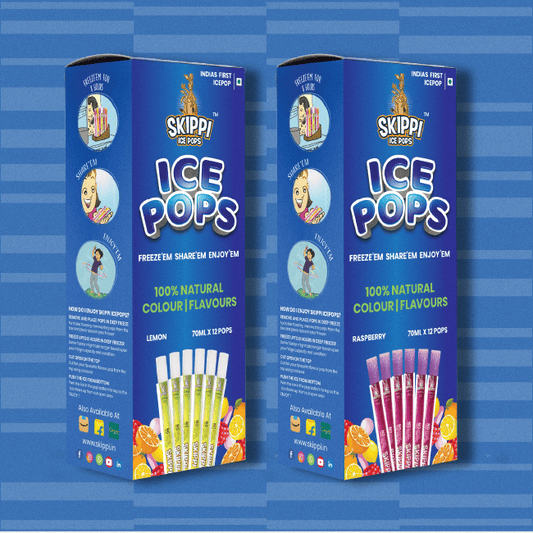 Lemon and raspberry flavour skippi ice popsicle pack of 12